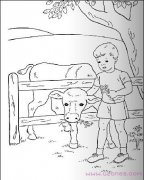放牛的小男孩简笔画卡通图片（素描铅笔）