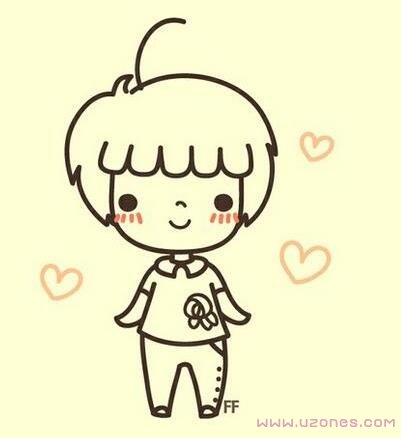卡通可爱的小男孩简笔画图片(素描铅笔)-www.qqscb.com
