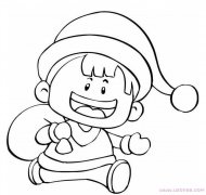 戴圣诞帽的可爱小男孩简笔画图片手绘（素描铅笔）