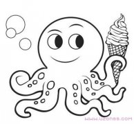 手绘可爱的小章鱼简笔画图片素描铅笔