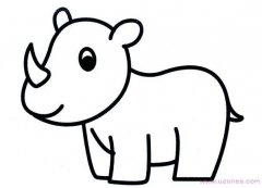 手绘可爱的小犀牛简笔画图片素描铅笔