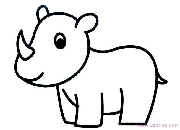 手绘可爱的小犀牛简笔画图片素描铅笔-www.qqscb.com