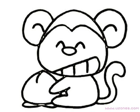 手绘可爱的小猴子简笔画图片素描铅笔-www.qqscb.com