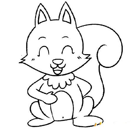 手绘可爱小松鼠简笔画图片素描铅笔-www.qqscb.com