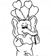卡通大象庆祝儿童节简笔画图片素描