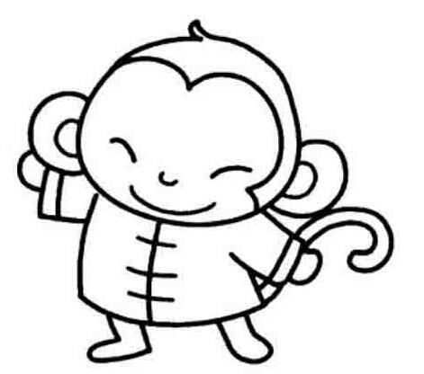 绘画可爱的小猴子简笔画图片素描铅笔-www.qqscb.com