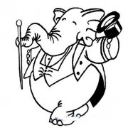 绘画跳舞的卡通大象简笔画素描铅笔