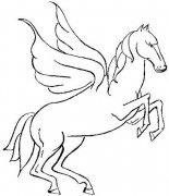 带翅膀奔跑的马儿简笔画图片素描