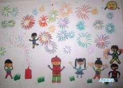 小学一年级庆祝春节快乐儿童绘画作品图片