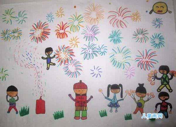 小学一年级庆祝春节快乐儿童绘画作品图片-www.qqscb.com