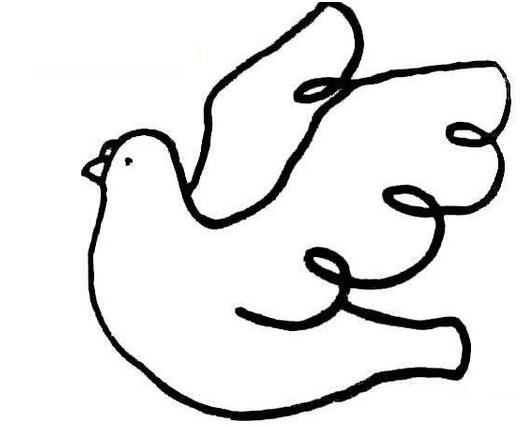 一笔简笔画可爱的小鸟的画法卡通图片素描-www.qqscb.com
