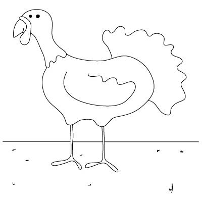 卡通火鸡简笔画图片手绘素描铅笔-www.qqscb.com