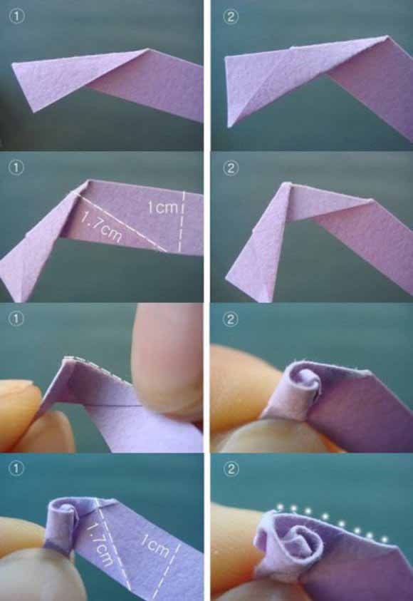 儿童手工简单折纸玫瑰花的折法图解教程 - www.qqscb.com