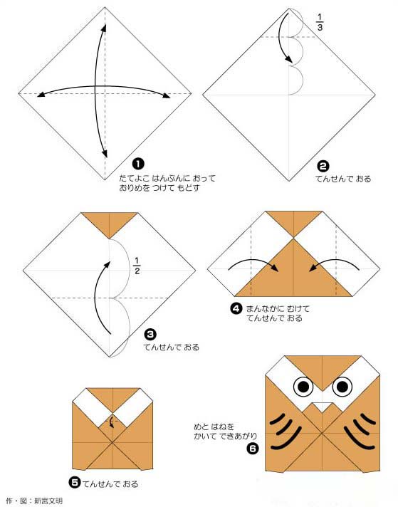 儿童手工折纸猫头鹰的制作方法图解教程-www.qqscb.com