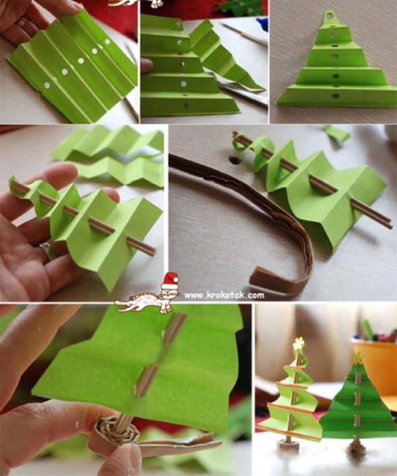 儿童手工折纸圣诞树的制作方法图解教程-www.qqscb.com