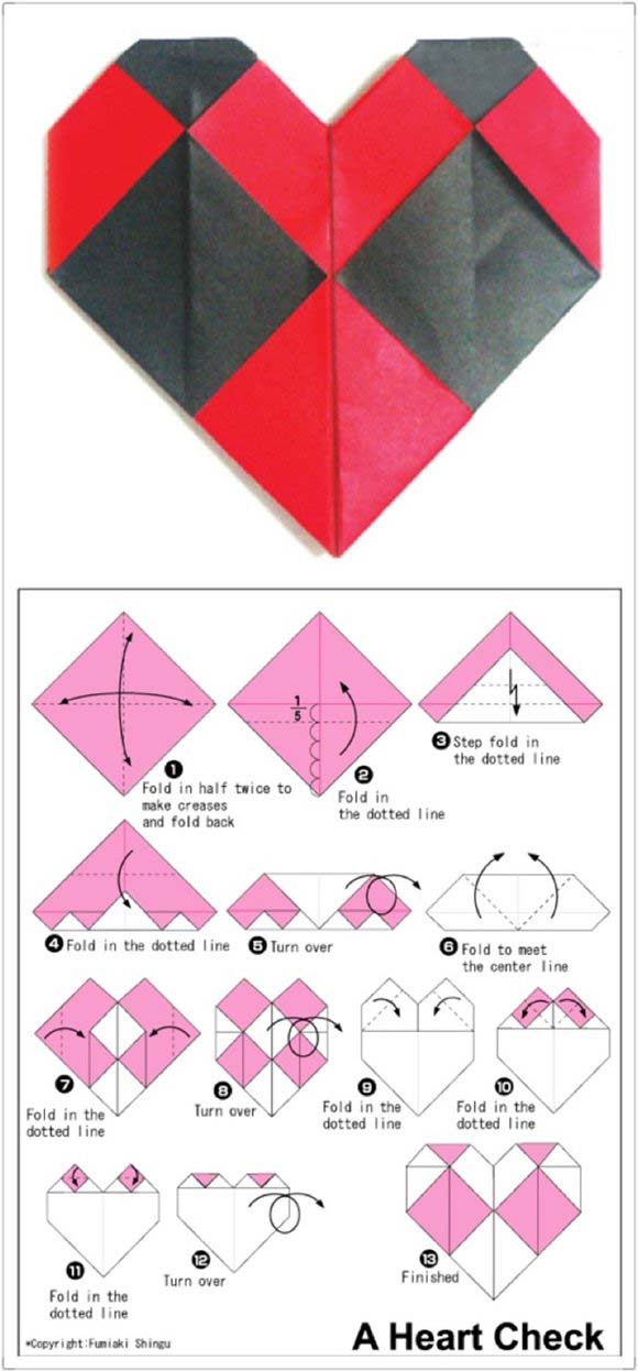 儿童折纸六种爱心心形制作方法图解教程-www.qqscb.com