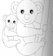 卡通树袋熊和妈妈的简笔画图片素描