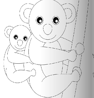 卡通树袋熊和妈妈的简笔画图片素描-www.qqscb.com