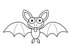 飞翔中的小蝙蝠简笔画卡通图片素描