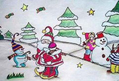小学生庆祝圣诞节快乐儿童画作品图片
