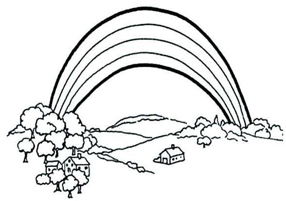 绘画彩虹桥风景简笔画图片素描铅笔-www.qqscb.com