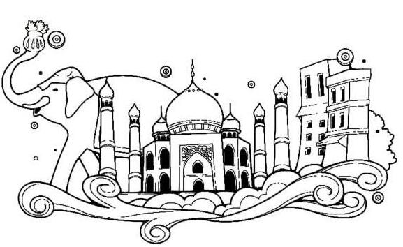 绘画印度建筑风景简笔画图片素描铅笔-www.qqscb.com