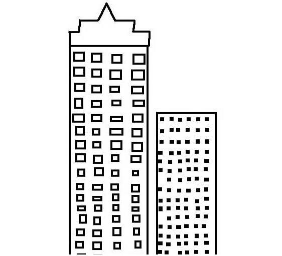 城市高楼大厦建筑简笔画图片素描铅笔-www.qqscb.com