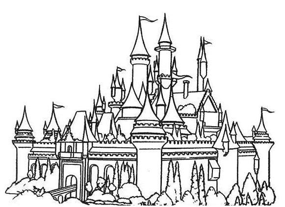 美丽壮观的城堡简笔画铅笔素描图片-www.qqscb.com