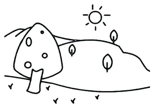 手绘美丽的冬天风景简笔画图片素描-www.qqscb.com