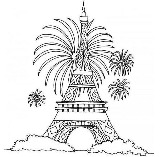 卡通埃菲尔铁塔简笔画手绘图片素描-www.qqscb.com