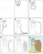 儿童可爱的蜗牛简笔画素描图片步骤教程