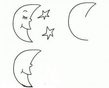 微笑的月亮儿童卡通简笔画图片教程