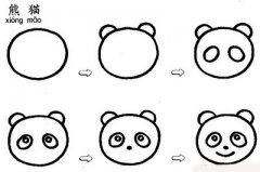 手绘呆萌可爱熊猫脸简笔画图片教程素描