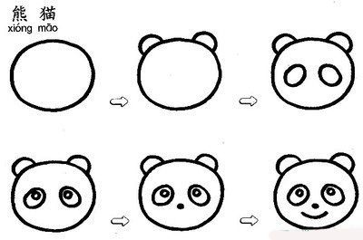 手绘呆萌可爱熊猫脸简笔画图片教程素描-www.qqscb.com