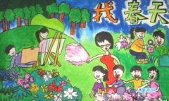 小学生寻找春天的气息儿童画作品