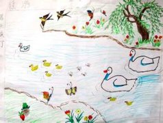 小学生描画春天的景象儿童画图片