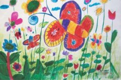 春天漂亮的蝴蝶儿童画作品图片