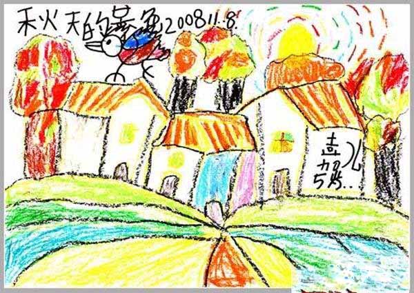 幼儿秋天的颜色儿童蜡笔画图片大全-www.qqscb.com