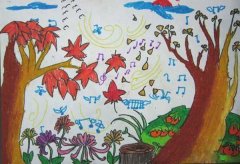 ＂菊花与枫叶＂秋天获奖儿童绘画作品欣赏