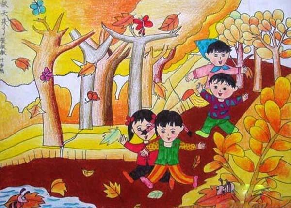 小学生金色秋天优秀儿童画作品图片-www.qqscb.com