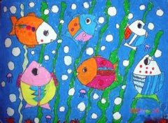 幼儿海底世界卡通小鱼儿童画图片