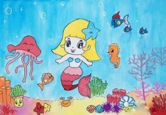 幼儿美丽的海底世界儿童画图片＂美人鱼＂