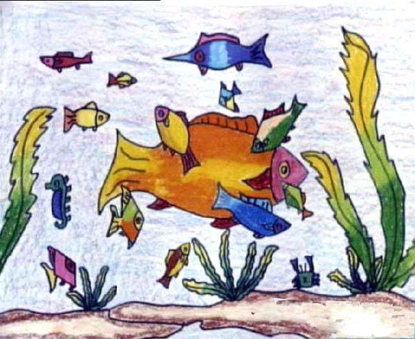奇妙海底世界创意儿童画作品图片-www.qqscb.com