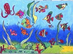 小学三年级美丽的海底世界创意儿童画作品