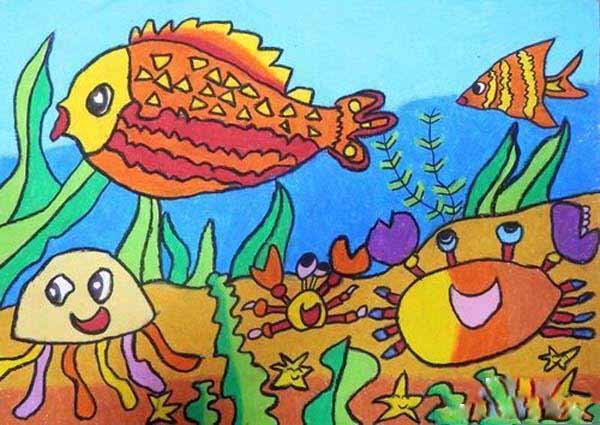 美丽可爱的海底世界儿童画卡通图片大全-www.qqscb.com
