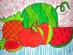 夏天里好吃的水果儿童画卡通图片