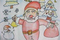 一年级比赛获奖儿童画作品：可爱的圣诞老人