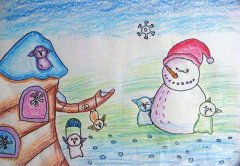 小学生冬天儿童蜡笔画参赛作品图片大全