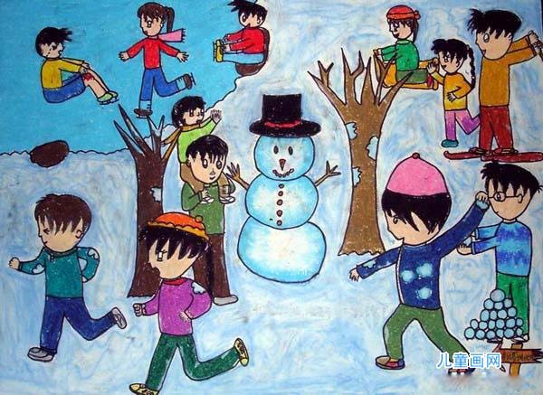 小学生冬天主题儿童美术绘画作品图片-www.qqscb.com