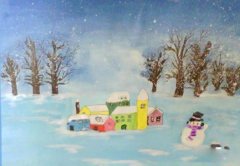 关于冬天下雪景色儿童教师范画优秀作品